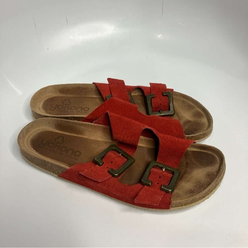 Yokono‎ 2 strap leather sandals made in Spain red leather size 9